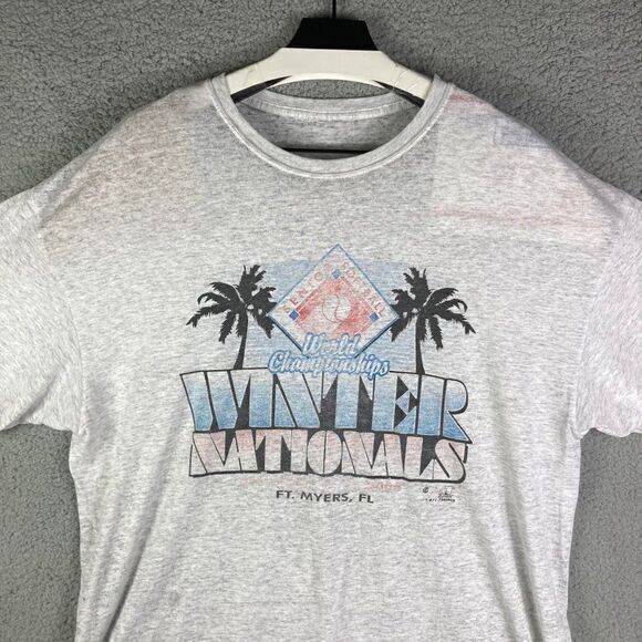 Senior Softball World Championships T-Shirt Mens Division Fort Myers‎ Grey XL - Picture 3 of 11